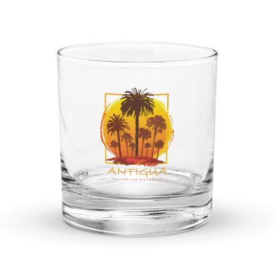 Antigua Sunset Palms Rocks Glass