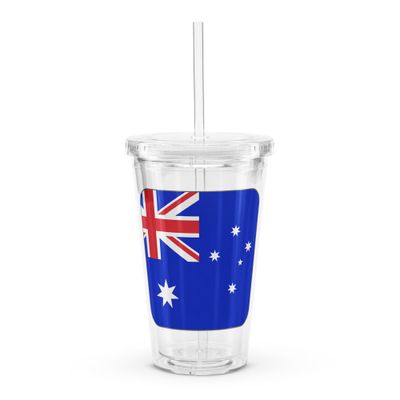 Australia Flag Clear Plastic Insulated Tumbler
