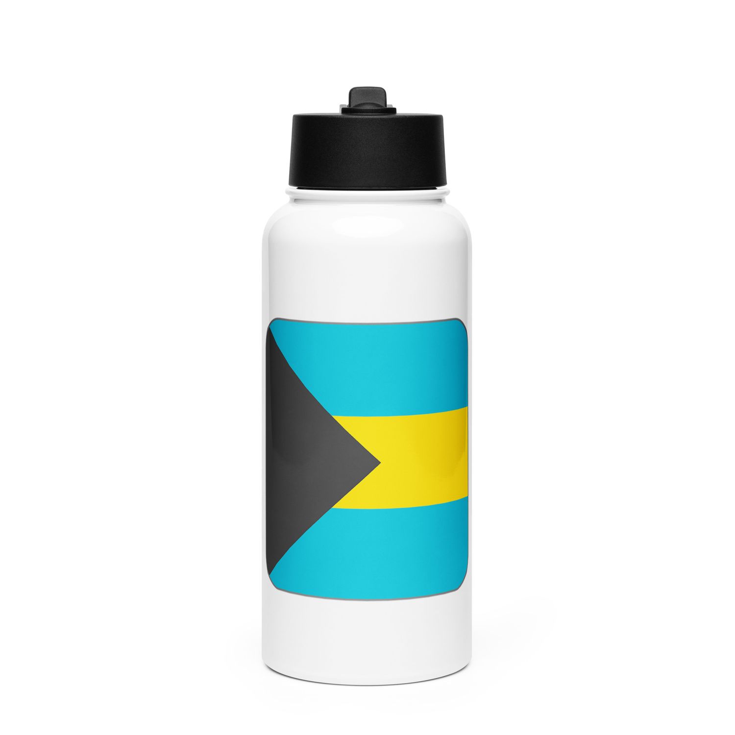 Bahamas Flag Stainless Steel Water Bottle with a Straw Lid
