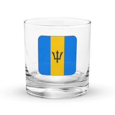 Barbados Flag Rocks Glass