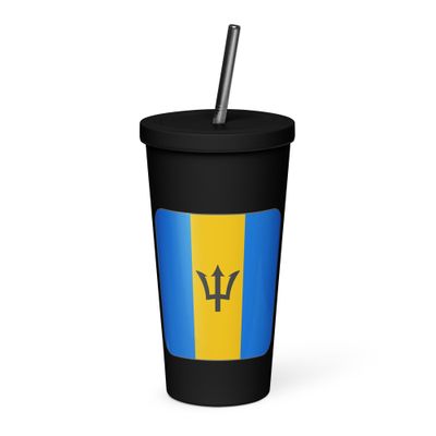 Barbados Flag Insulated Tumbler with a Straw