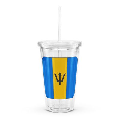 Barbados Flag Clear Plastic Insulated Tumbler