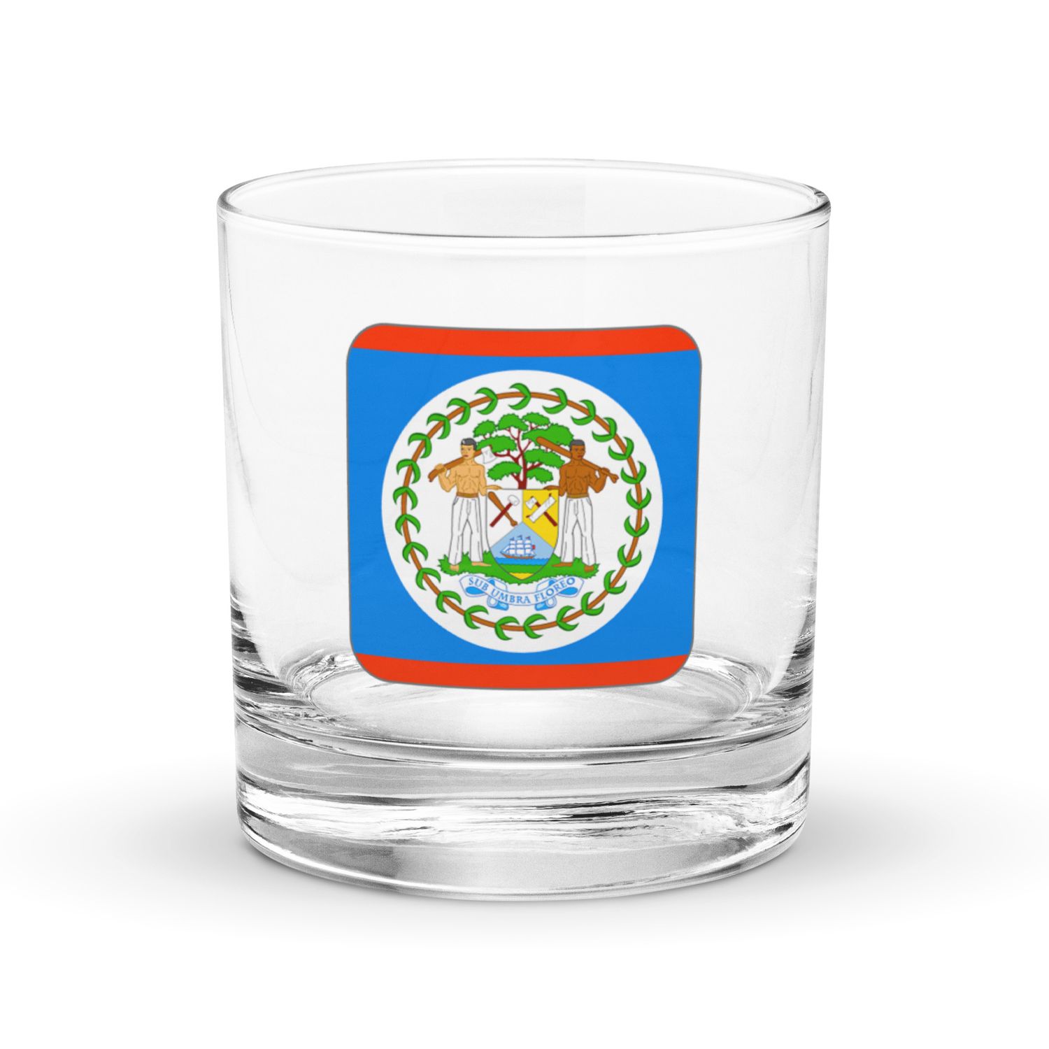 Belize Flag Rocks Glass