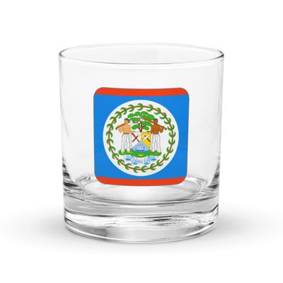 Belize Flag Rocks Glass