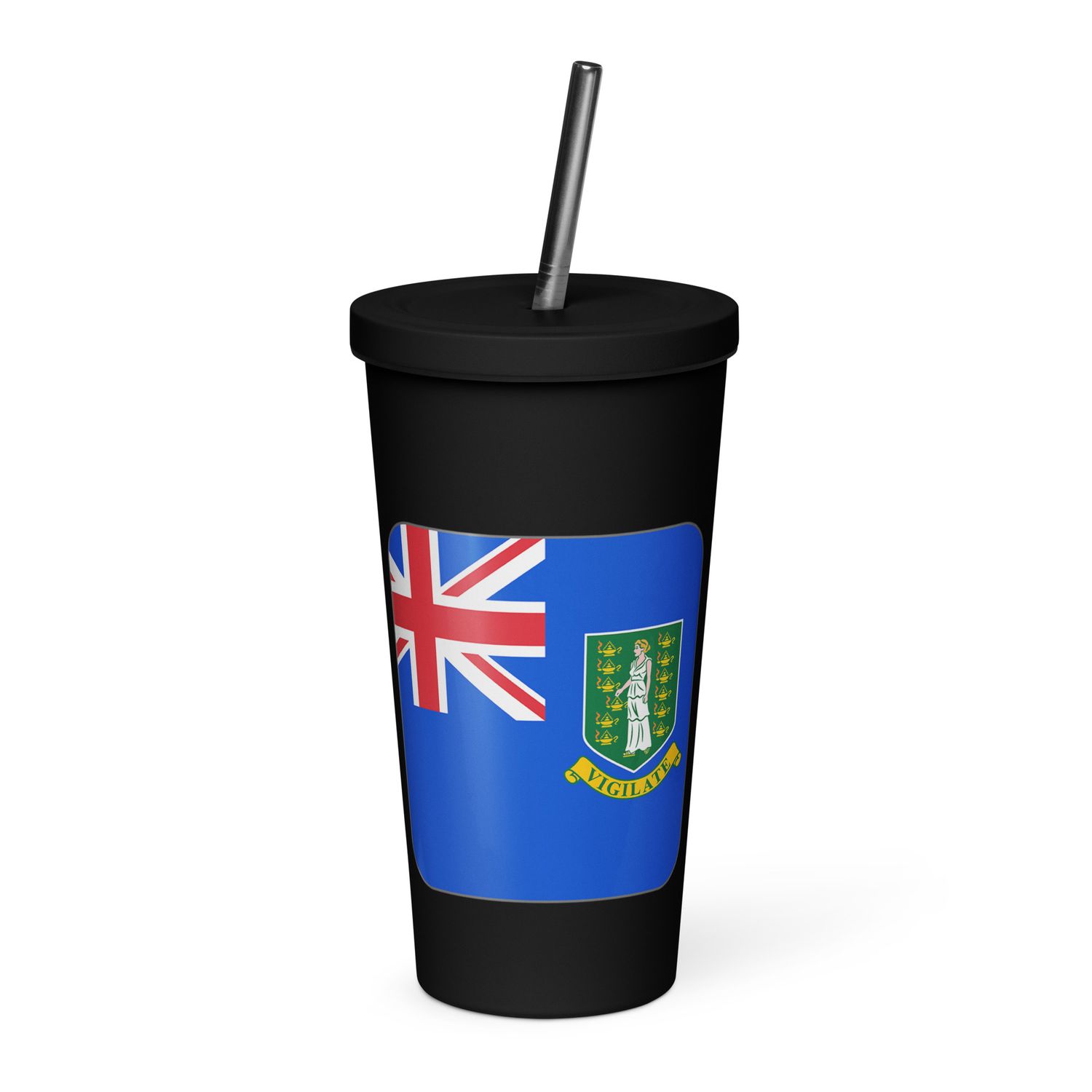 British Virgin Islands Flag Insulated Tumbler with a Straw