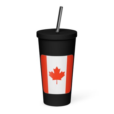 Canada Flag Insulated Tumbler with a Straw