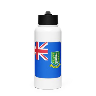 British Virgin Islands Flag Stainless Steel Water Bottle with a Straw Lid