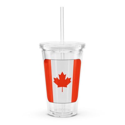 Canada Flag Clear Plastic Insulated Tumbler