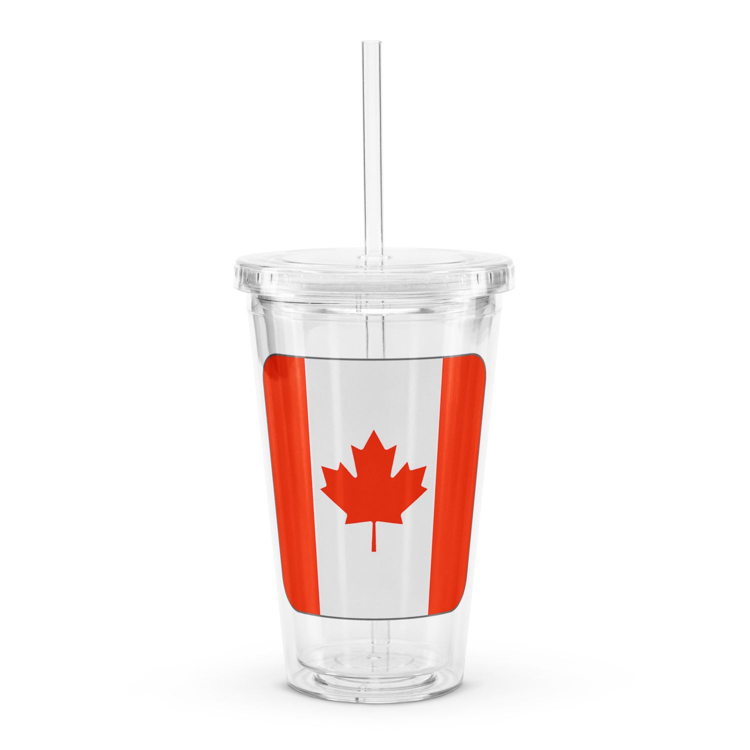 Canada Flag Clear Plastic Insulated Tumbler