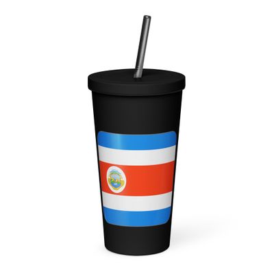 Costa Rica Flag Insulated Tumbler with a Straw