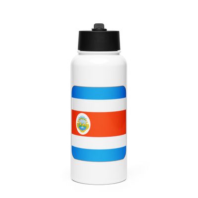Costa Rica Flag Stainless Steel Water Bottle with a Straw Lid