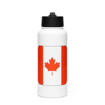 Canada Flag Stainless Steel Water Bottle with a Straw Lid