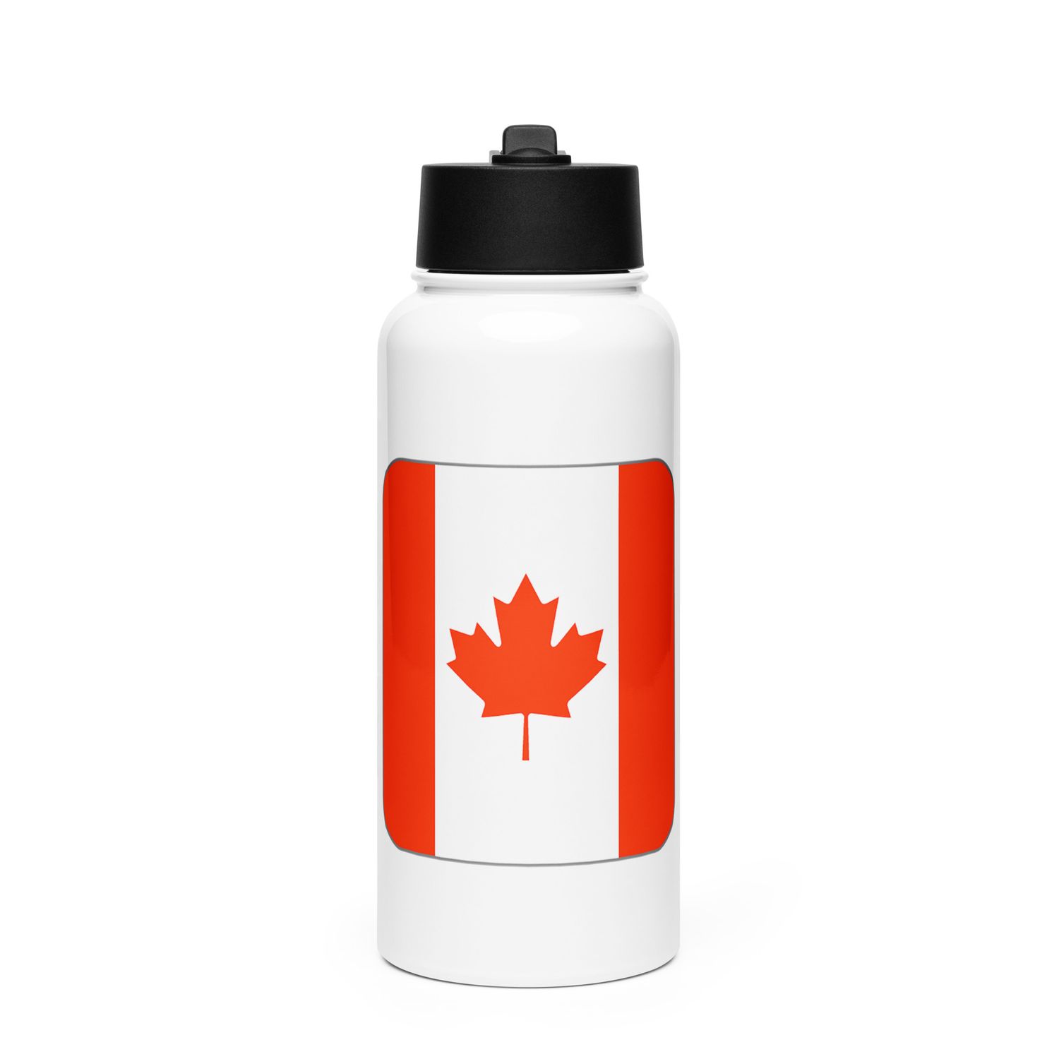 Canada Flag Stainless Steel Water Bottle with a Straw Lid