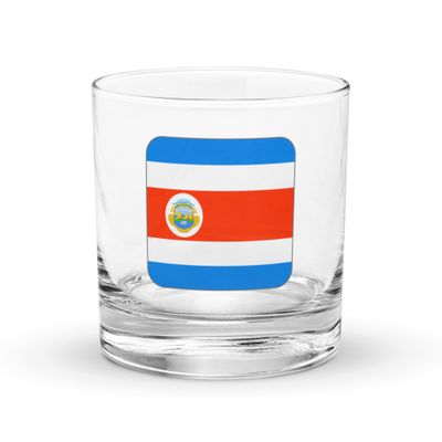 Costa Rica Flag Rocks Glass