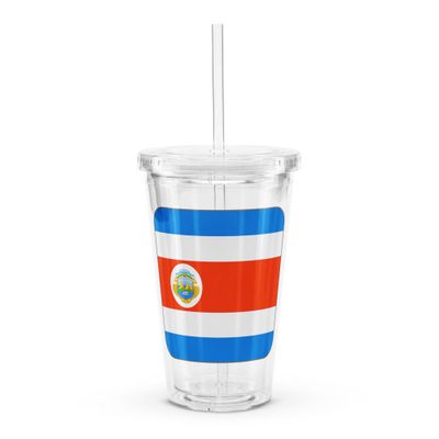 Costa Rica Flag Clear Plastic Insulated Tumbler