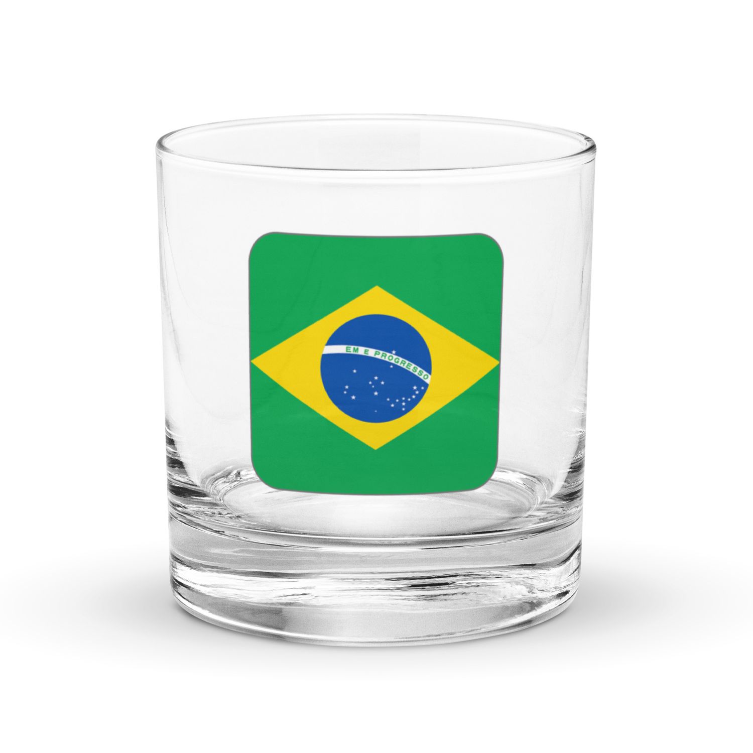 Brazil Flag Rocks Glass