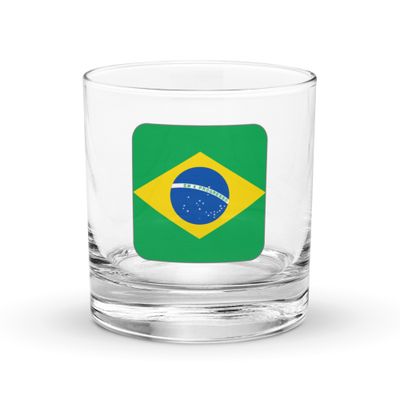 Brazil Flag Rocks Glass