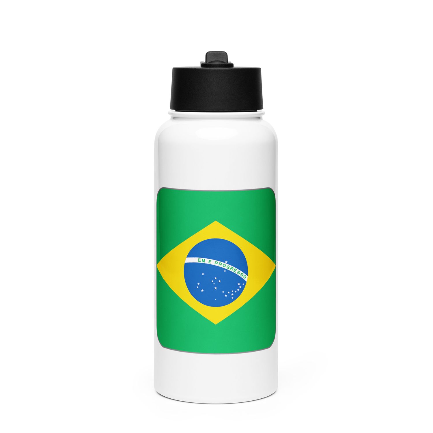 Brazil Flag Stainless Steel Water Bottle with a Straw Lid