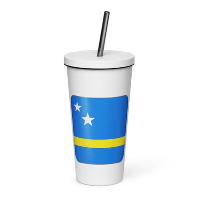 Curaçao Flag Insulated Tumbler with a Straw