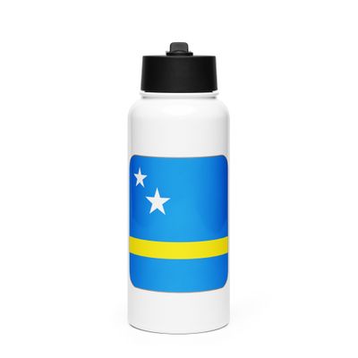 Curaçao Flag Stainless Steel Water Bottle with a Straw Lid