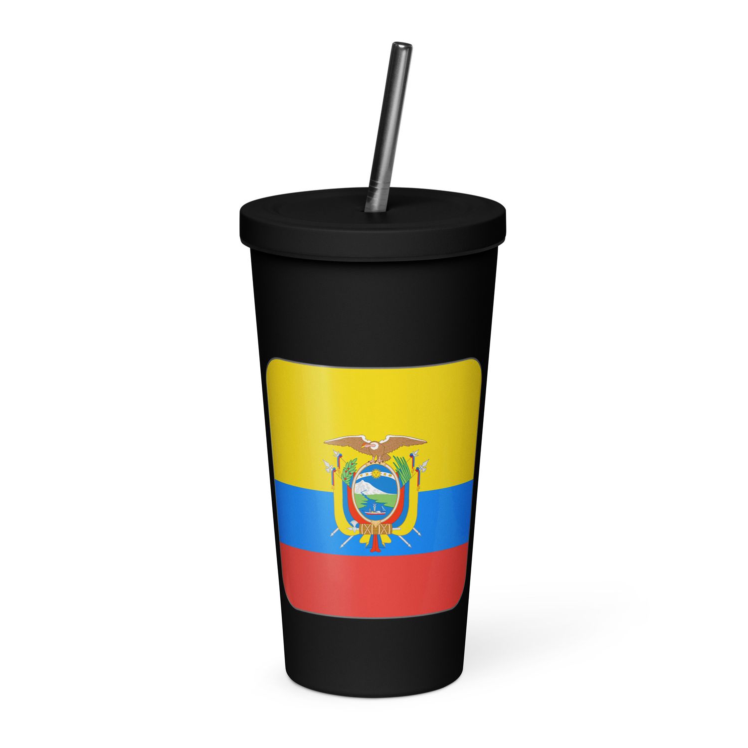 Ecuador Flag Insulated Tumbler with a Straw