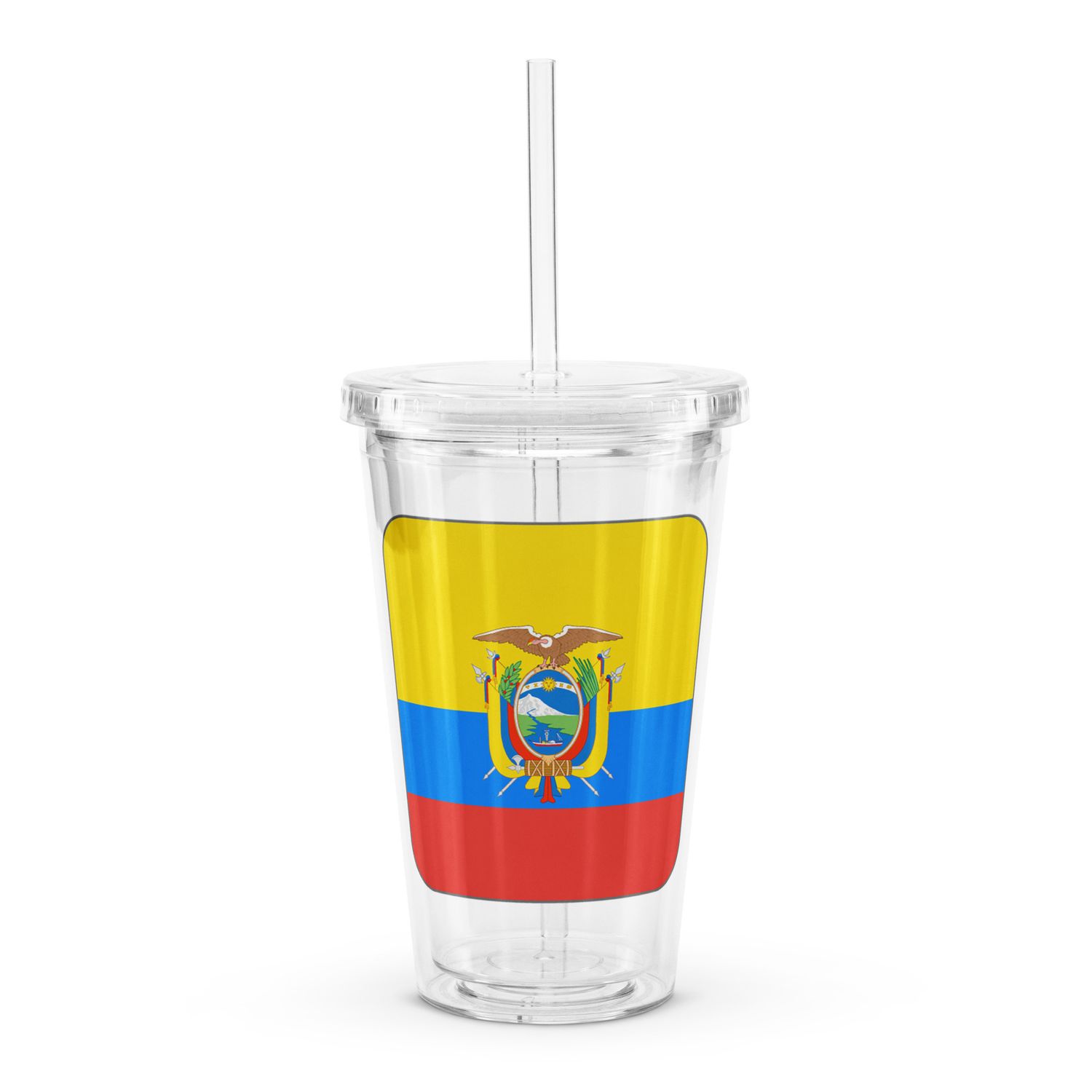 Ecuador Flag Clear Plastic Insulated Tumbler