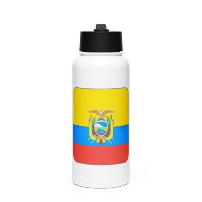 Ecuador Flag Stainless Steel Water Bottle with a Straw Lid