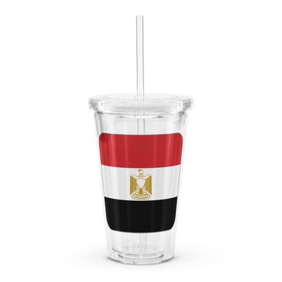 Egypt Flag Clear Plastic Insulated Tumbler