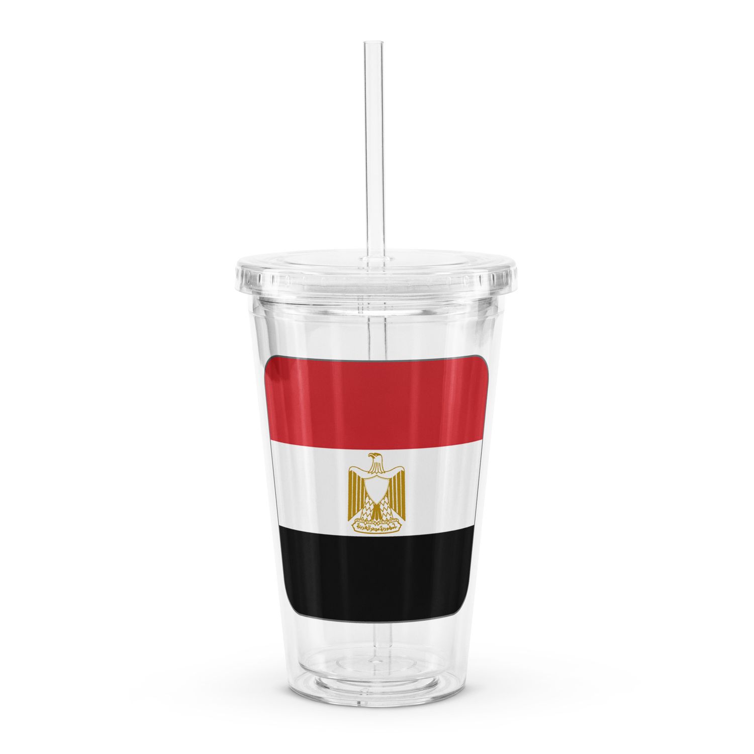 Egypt Flag Clear Plastic Insulated Tumbler