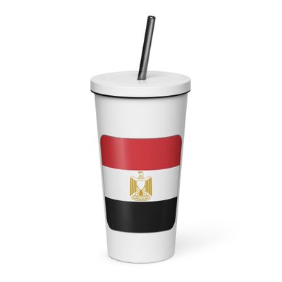 Egypt Flag Insulated Tumbler with a Straw