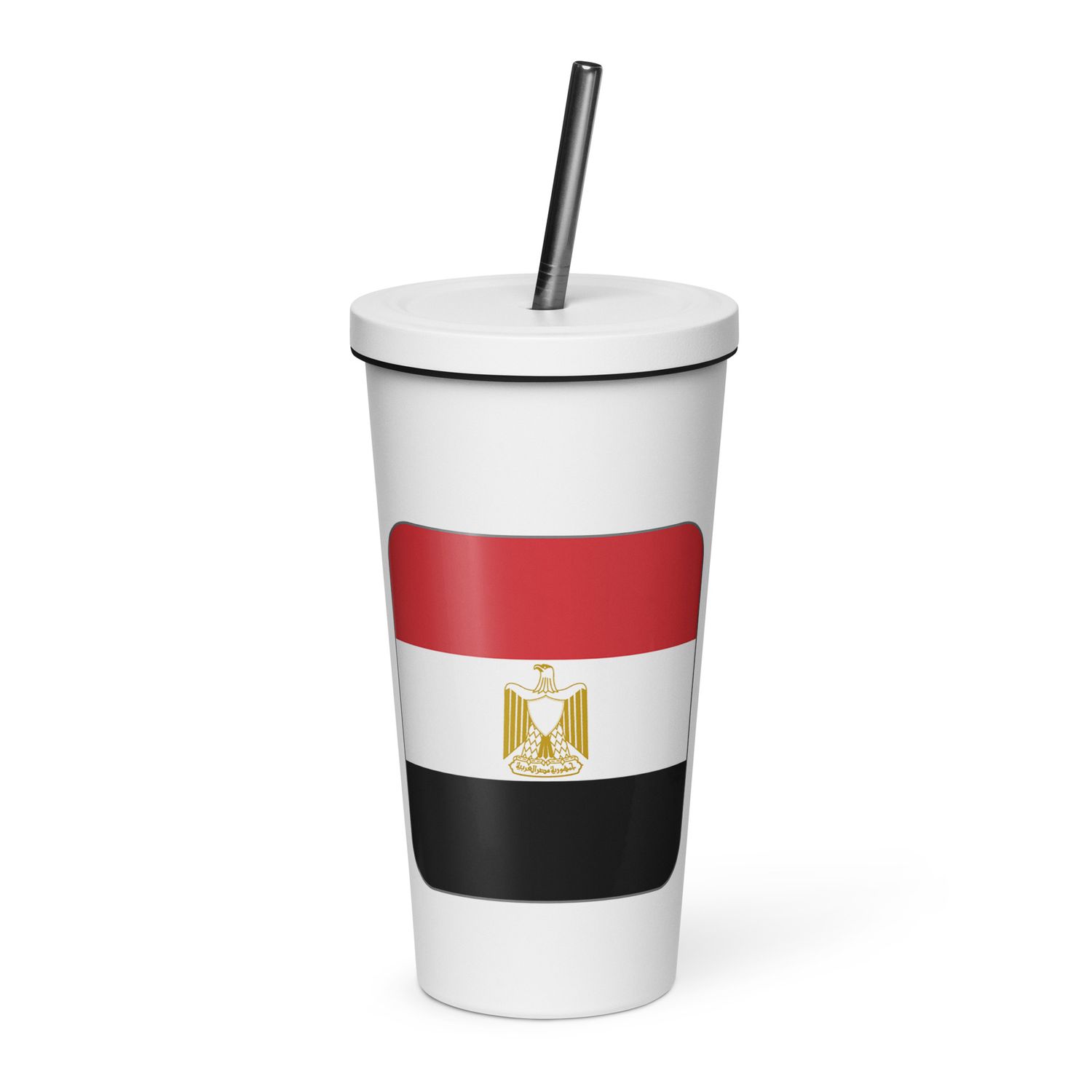 Egypt Flag Insulated Tumbler with a Straw