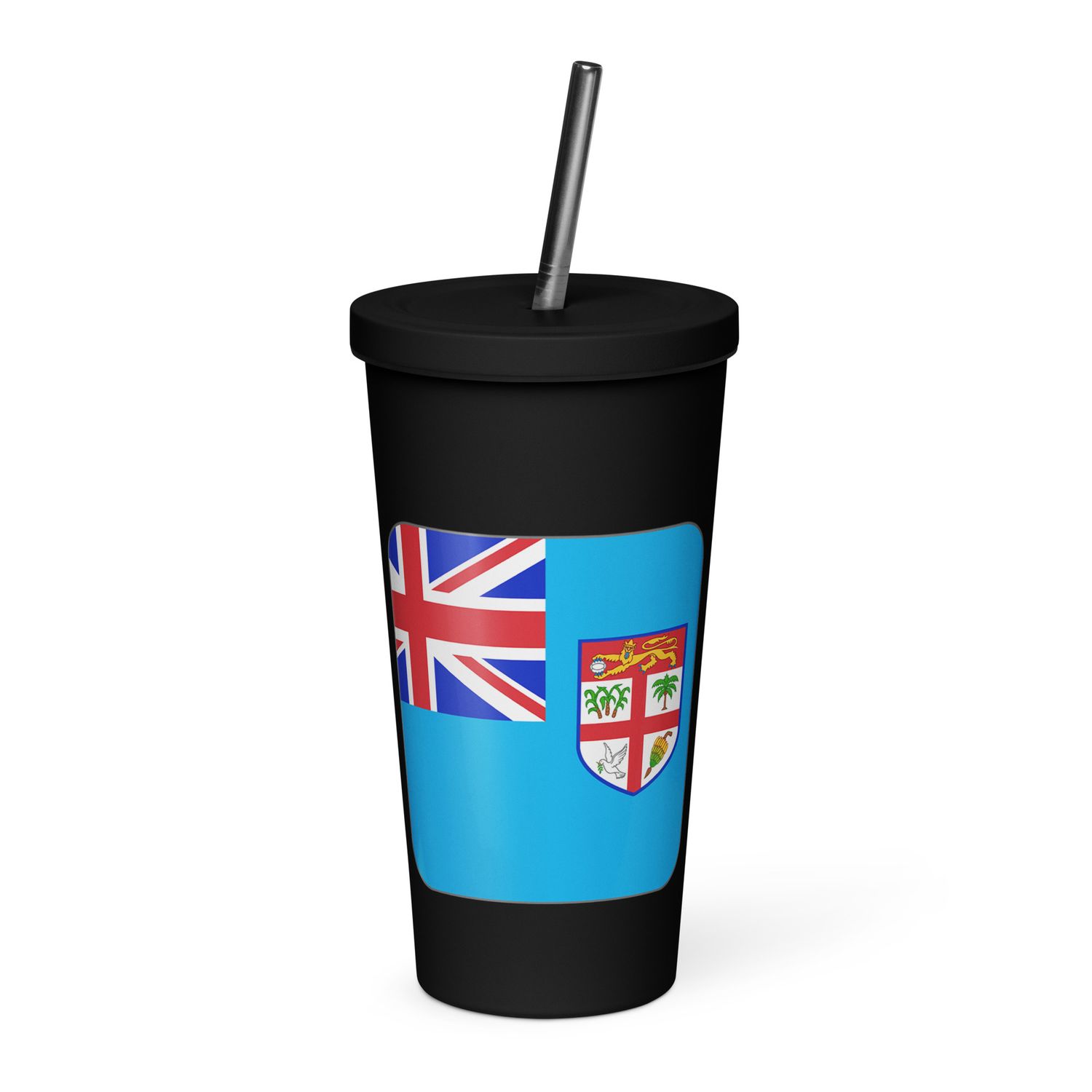 Fiji Flag Insulated Tumbler with a Straw