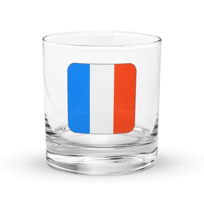France Flag Rocks Glass