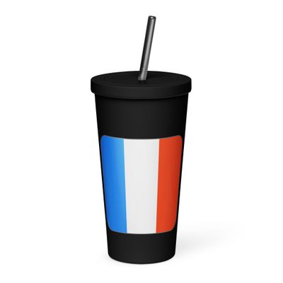 France Flag Insulated Tumbler with a Straw