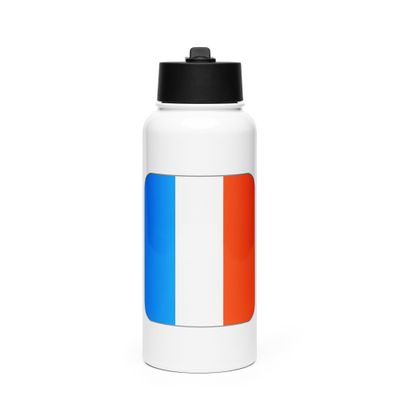 France Flag Stainless Steel Water Bottle with a Straw Lid