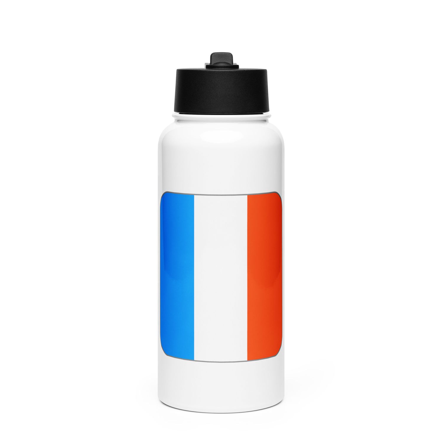France Flag Stainless Steel Water Bottle with a Straw Lid