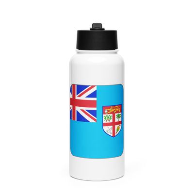 Fiji Flag Stainless Steel Water Bottle with a Straw Lid