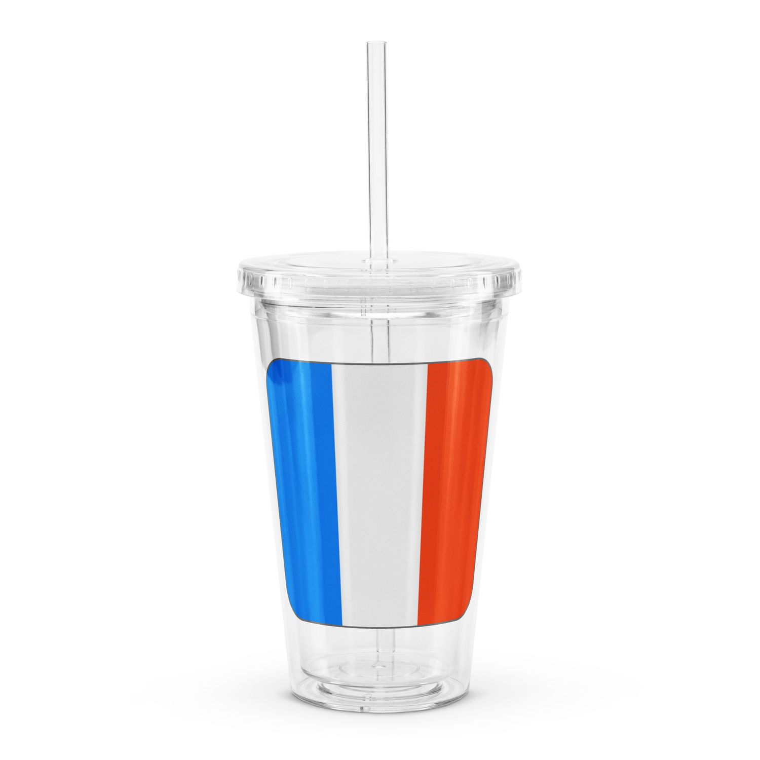 France Flag Clear Plastic Insulated Tumbler