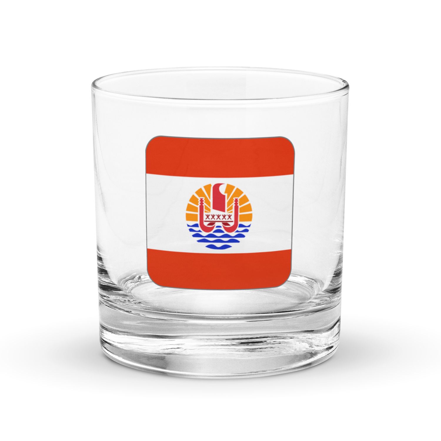 French Polynesia Flag Rocks Glass
