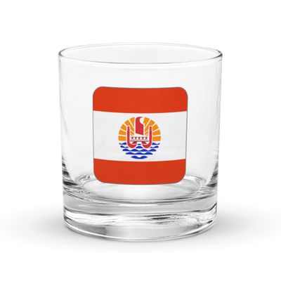French Polynesia Flag Rocks Glass