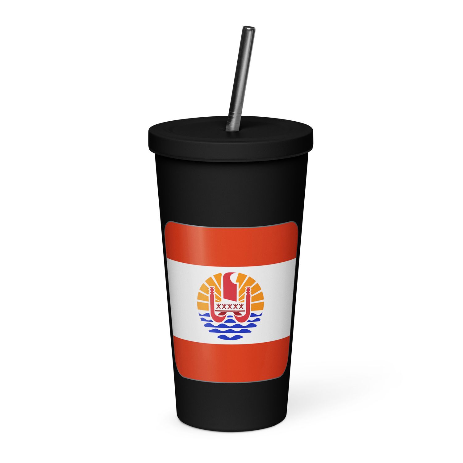 French Polynesia Flag Insulated Tumbler with a Straw