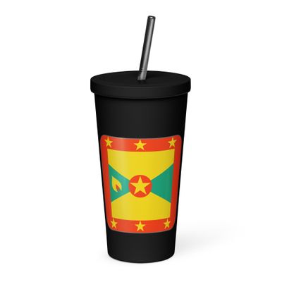 Grenada Flag Insulated Tumbler with a Straw