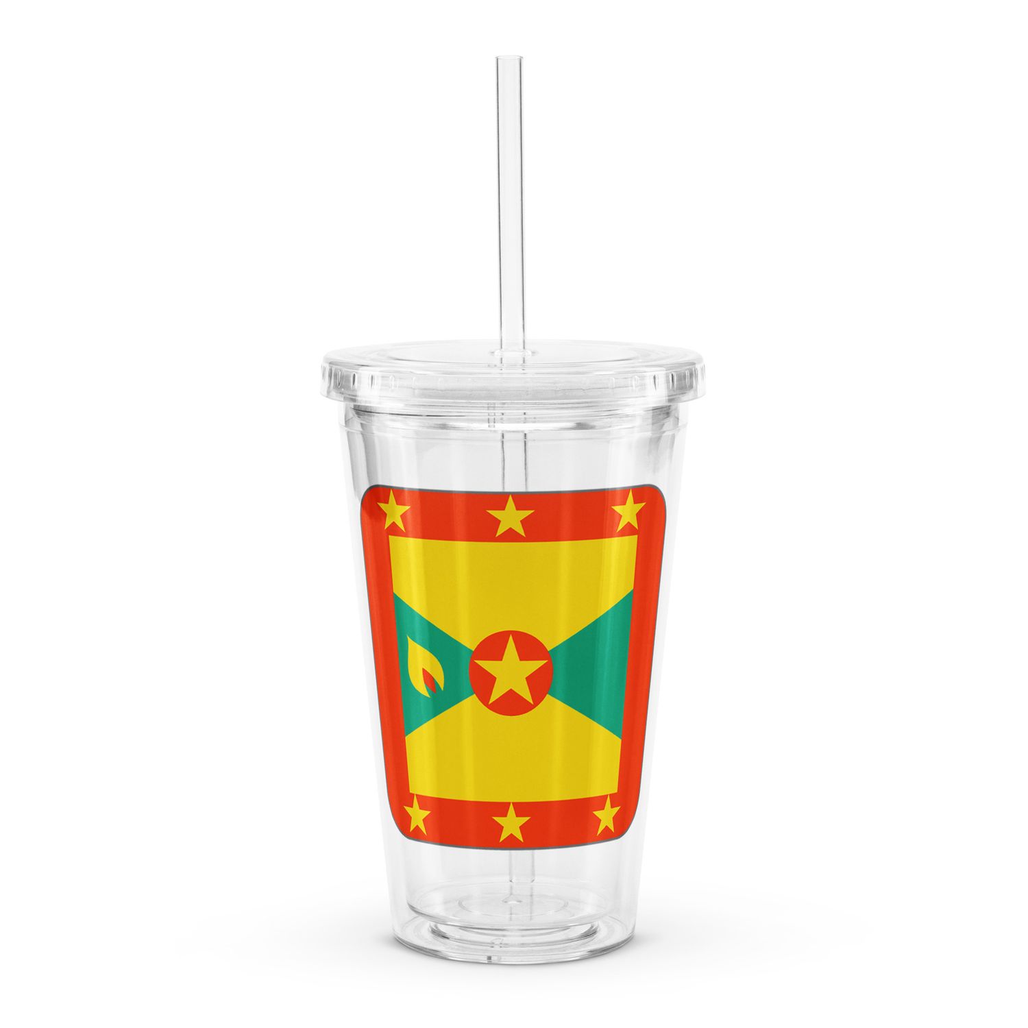 Grenada Flag Clear Plastic Insulated Tumbler