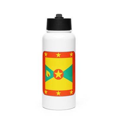 Grenada Flag Stainless Steel Water Bottle with a Straw Lid