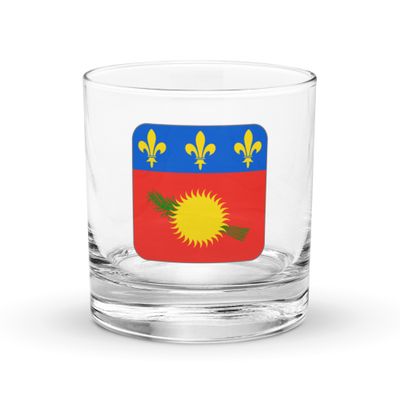 Guadeloupe Flag Rocks Glass