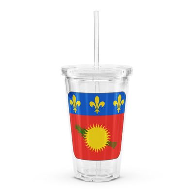 Guadeloupe Flag Clear Plastic Insulated Tumbler