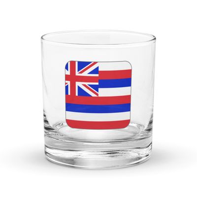 Hawaii Flag Rocks Glass