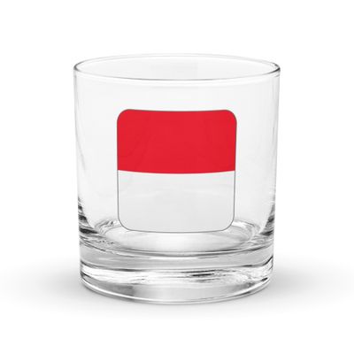 Indonesia Flag Rocks Glass