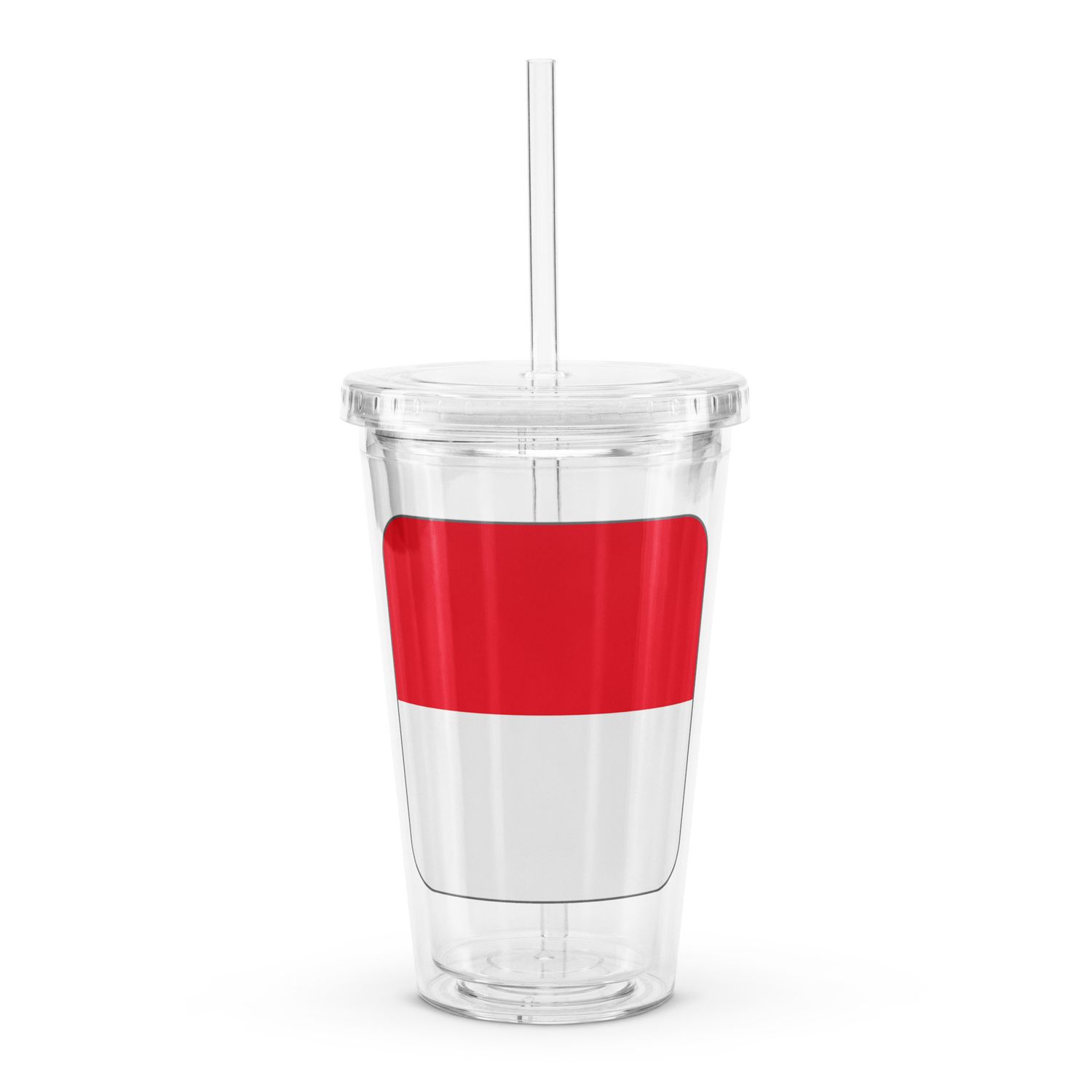 Indonesia Flag Clear Plastic Insulated Tumbler