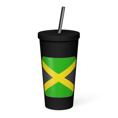 Jamaica Flag Insulated Tumbler with a Straw